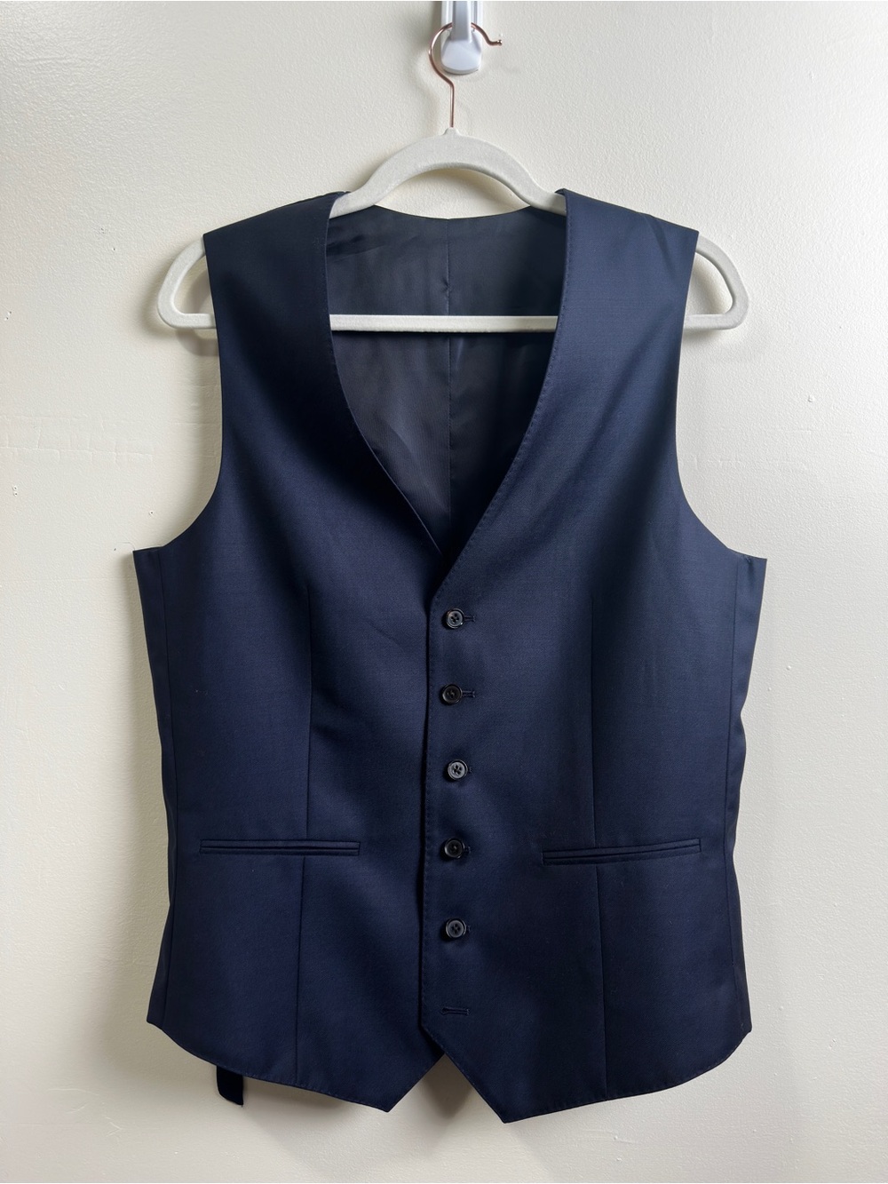 Men's Navy Wool Dress Vest - Classic Waistcoat